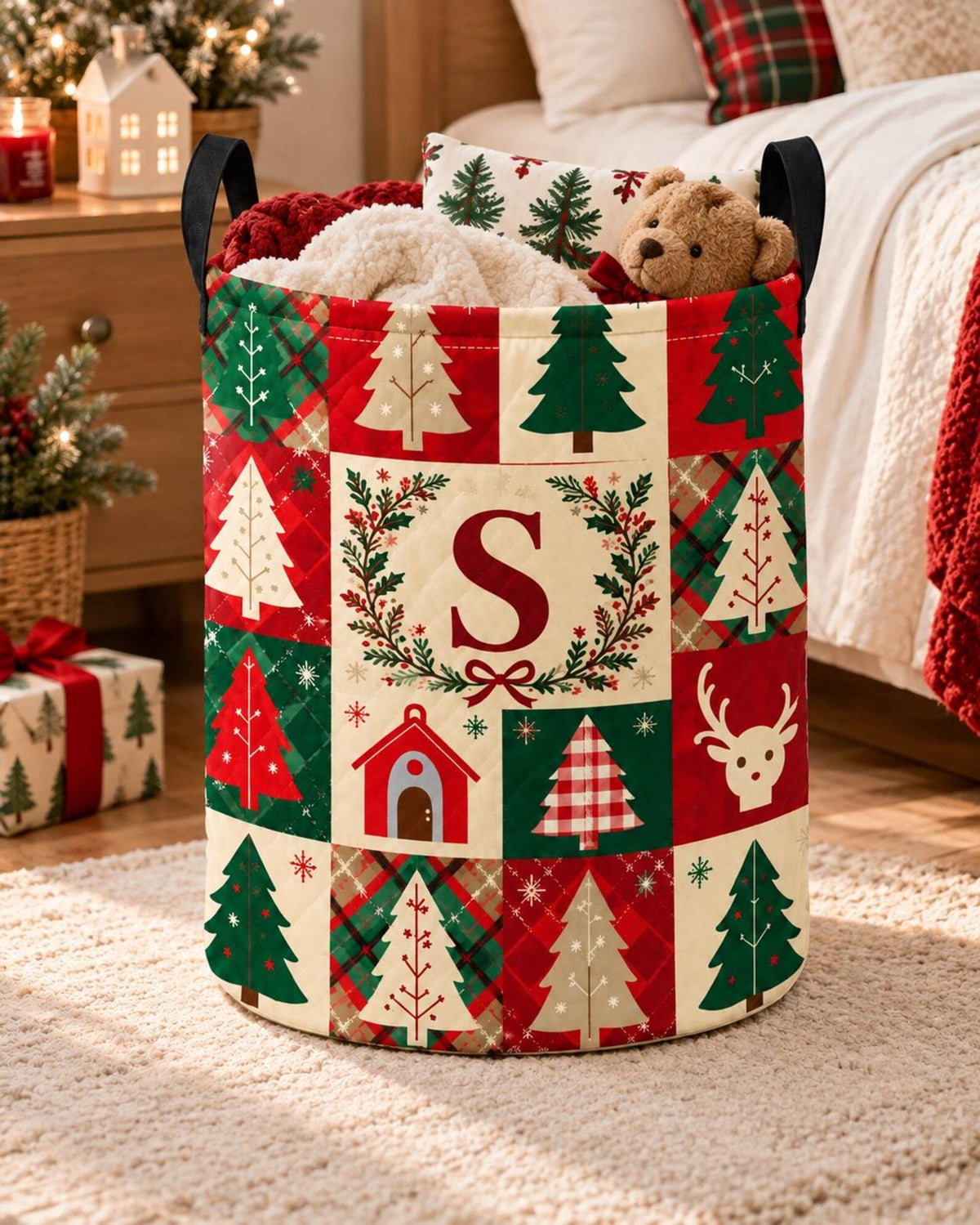 Custom Christmas Tree Laundry Basket, Laundry Hamper, Christmas Gift For Mom