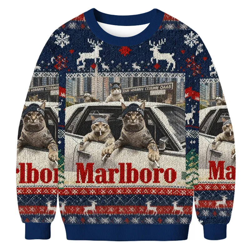 Funny Cat Meme Smoking Ugly Sweater, Funny Christmas Ugly Sweatshirt, Xmas Ugly Sweater, Presents For Cat Lovers