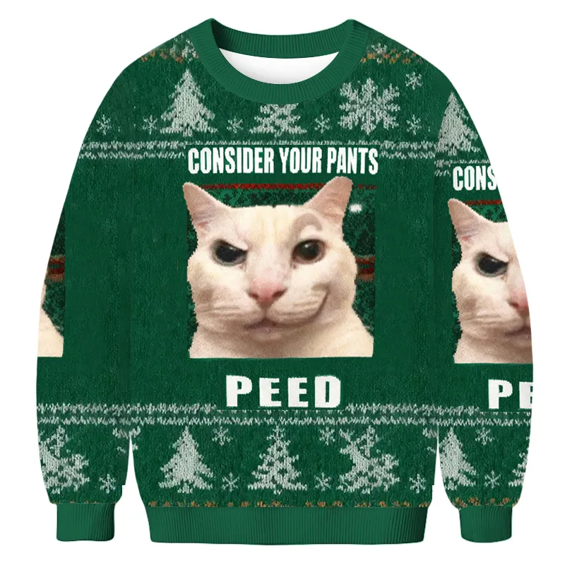Consider Your Pants Peed Cat Meme Ugly Sweater, Funny Christmas Ugly Sweatshirt, Xmas Ugly Sweater