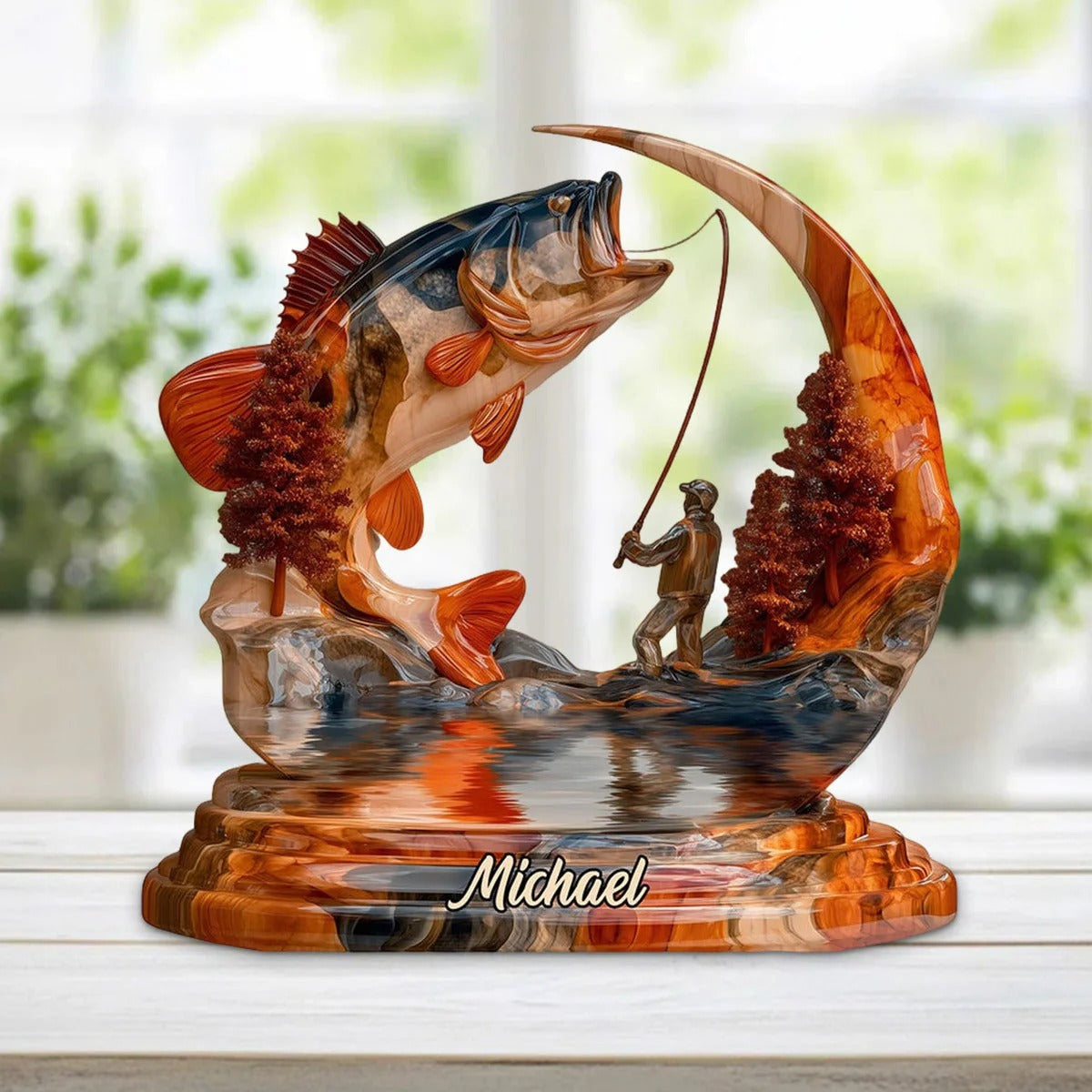 Forever Fishing Memory Custom Name Acrylic Plaque, Personalized Acrylic Plaque, Family Christmas Gift