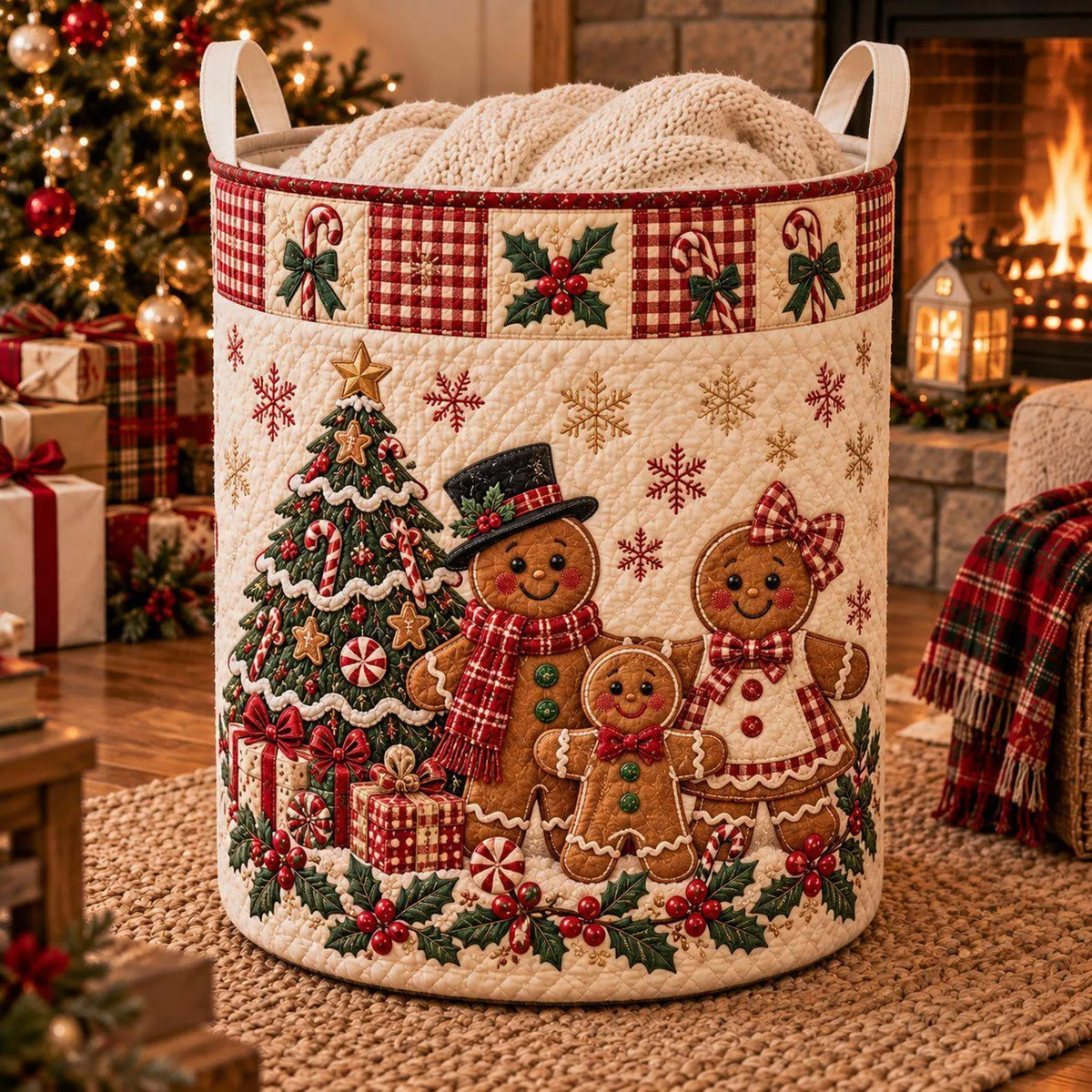 Gingerbread Christmas Laundry Basket, Large Laundry Basket, Christmas Gift For Mom