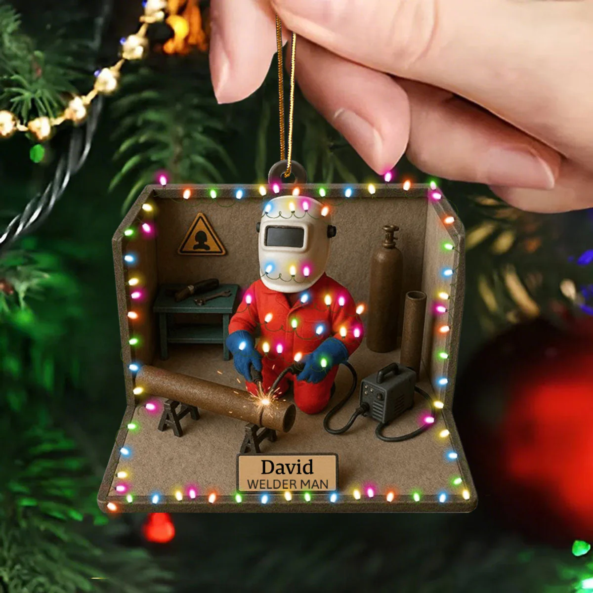 Personalized Welder Man Acrylic Ornament, Welder Christmas Tree Ornament, Gift For Welder
