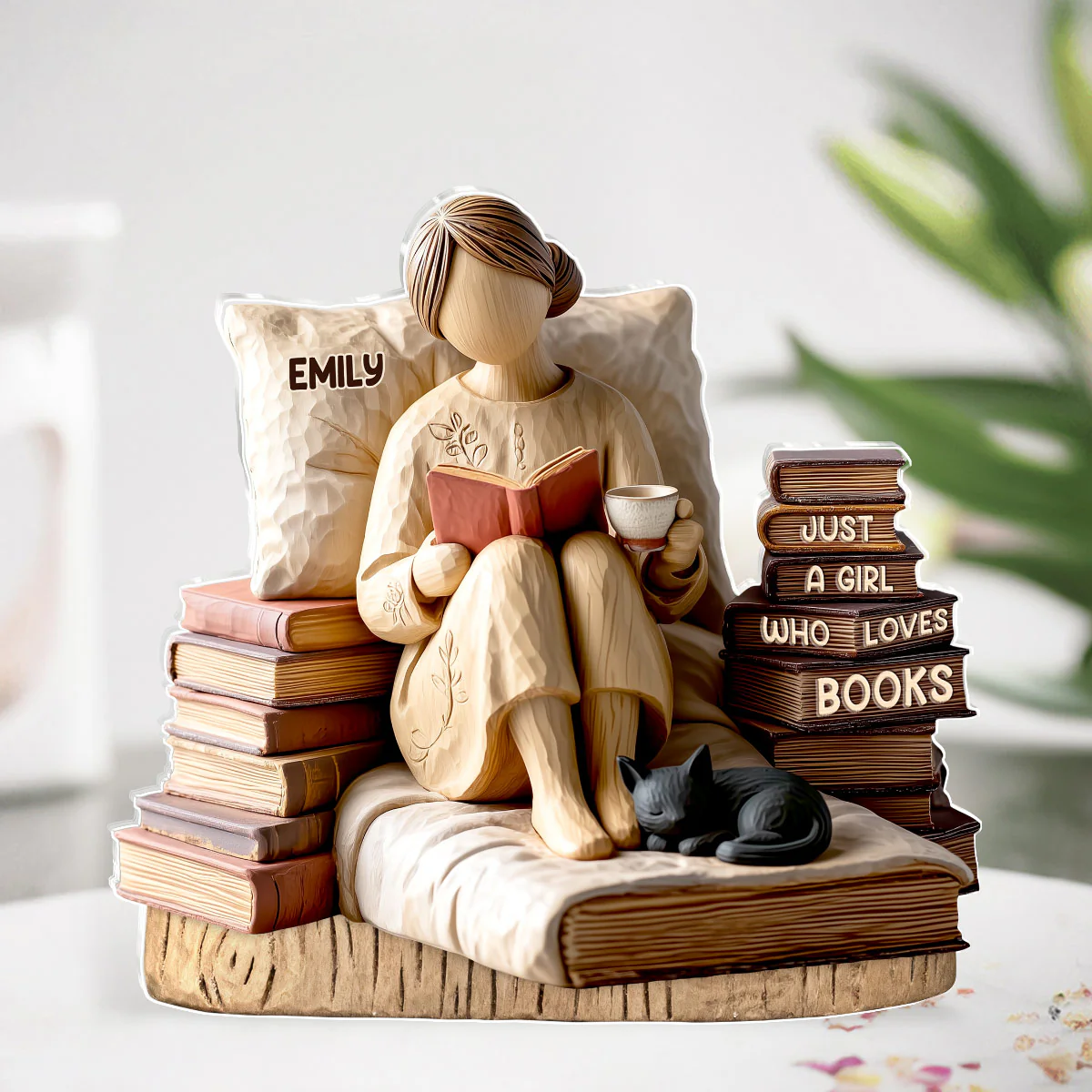 Just A Girl Who Loves Books Custom Name Acrylic Plaque, Personalized Acrylic Plaque, Christmas Gift For Her