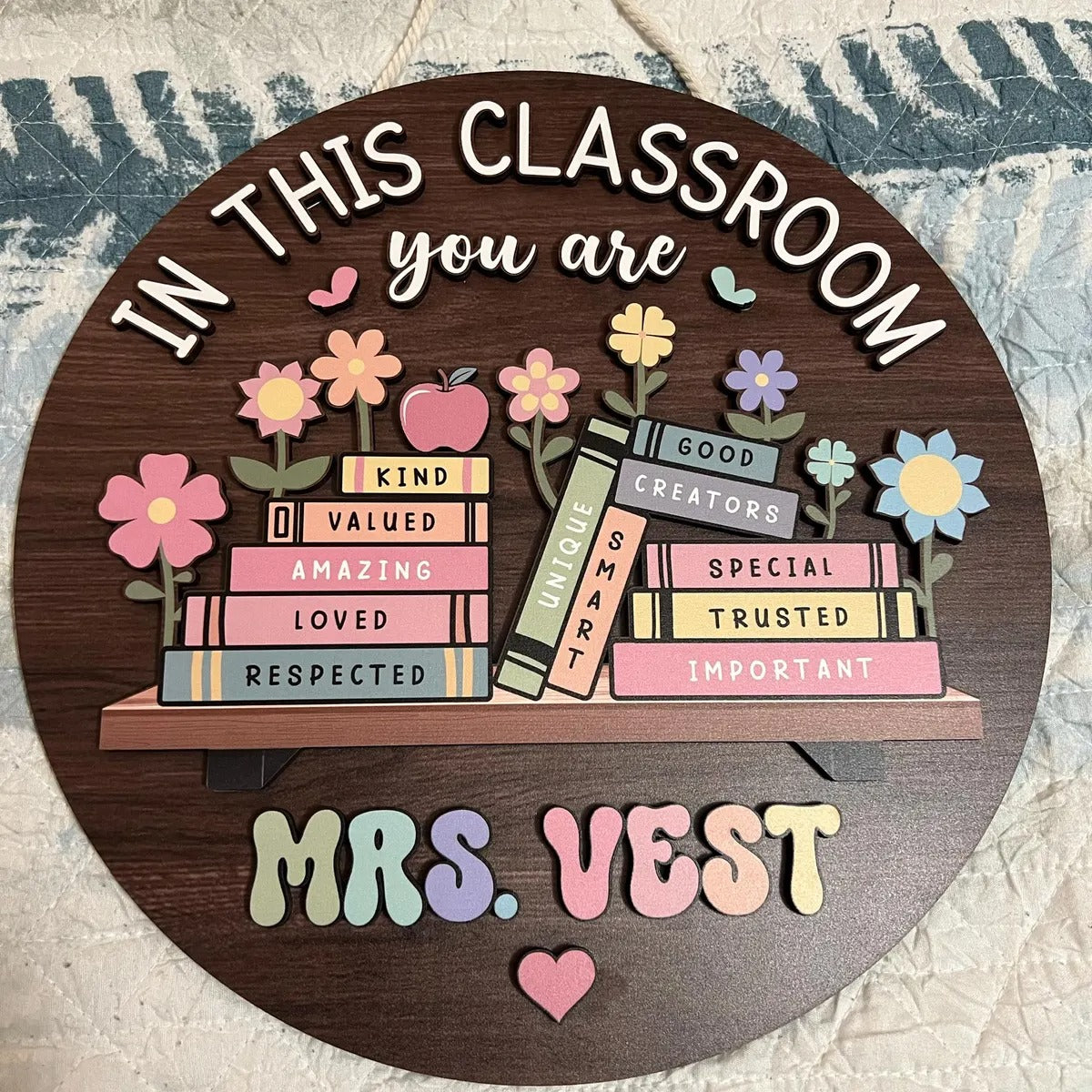 Teacher Door Hanger, Teacher Name Sign, Wooden Welcome Sign, Back to School, Classroom Decor