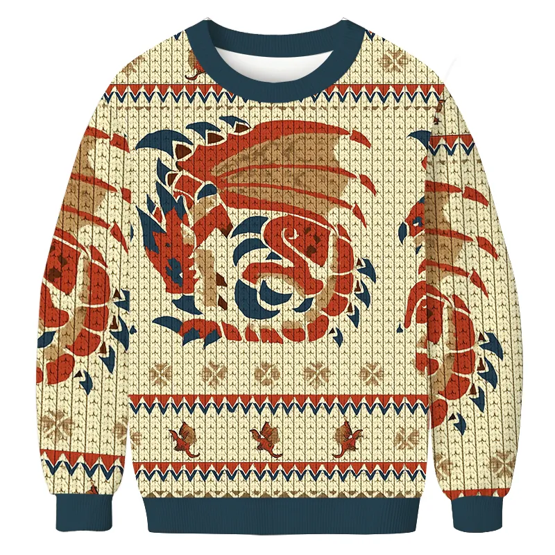 Rathalos Monster Hunter Vintage Christmas Sweater, Ugly Xmas Sweater, Christmas Ugly Sweatshirt