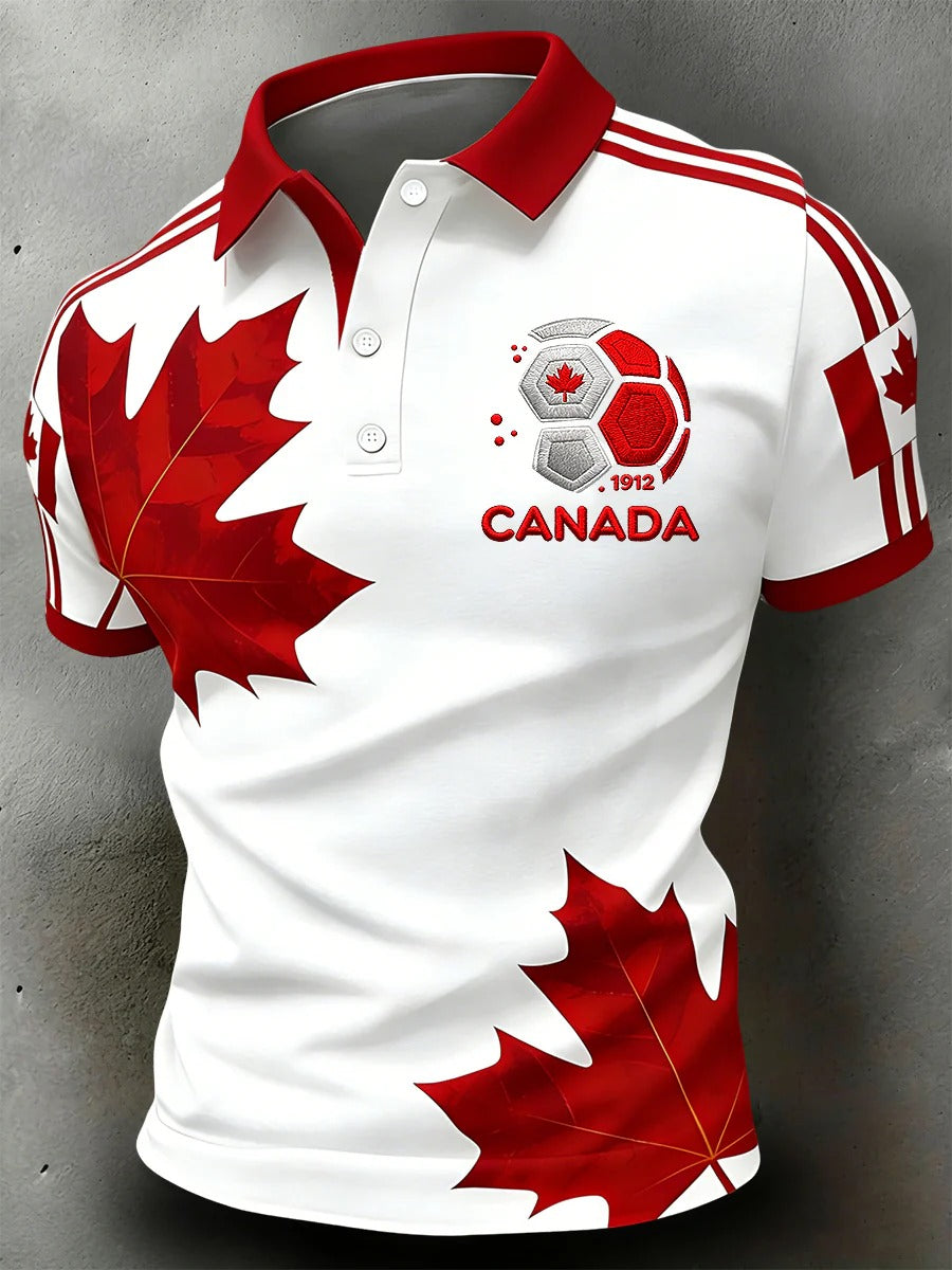 Canada Maple Leaf Soccer Polo Shirt, FIFA World Cup 2026 Shirt, Football Fan Shirt
