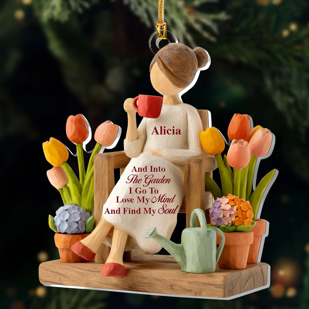 And Into The Garden I Find My Soul Acrylic Ornament, Gift For Garden Lovers, Custom Name Xmas Decor