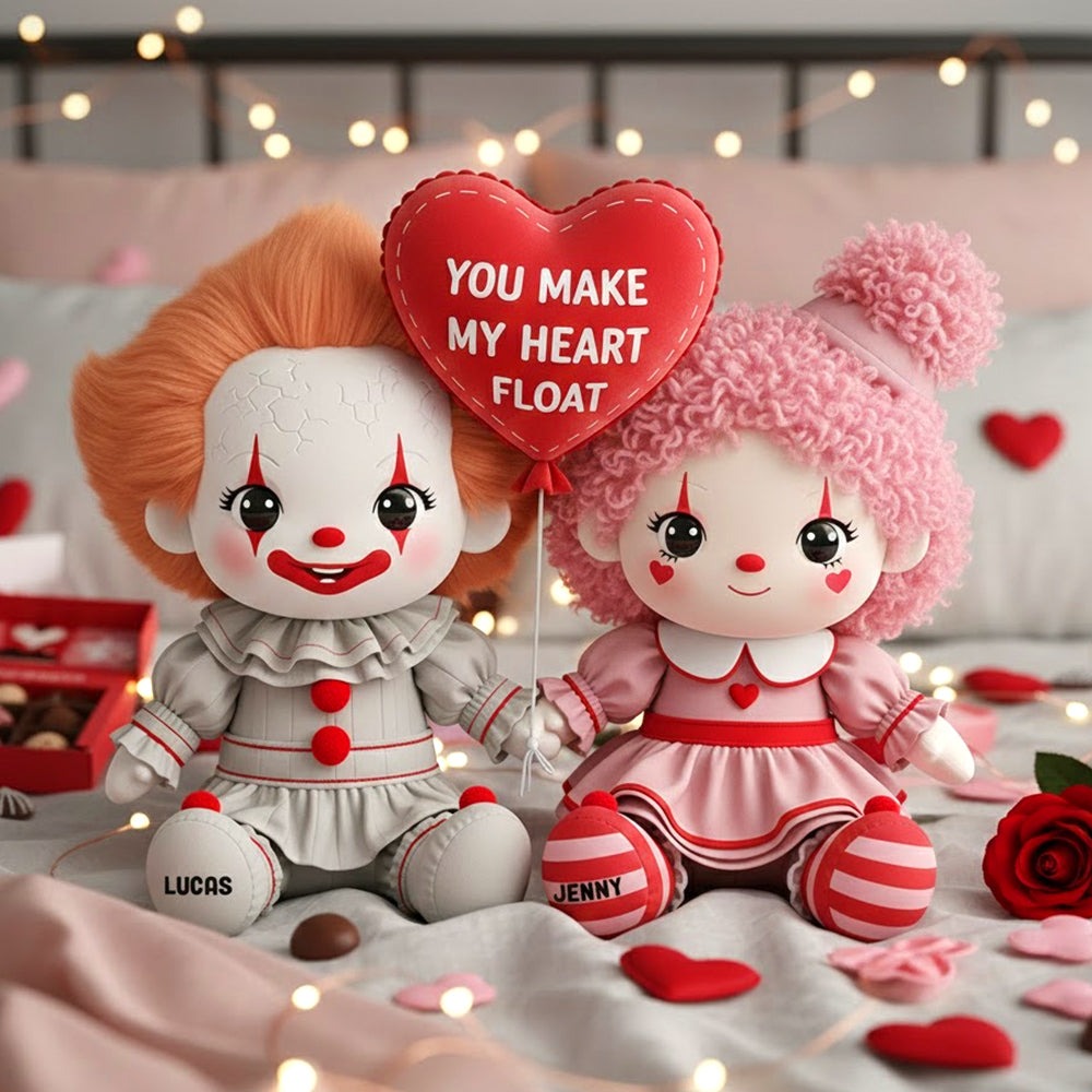 Clown Couple Custom Shaped Pillow, Lovely Couple Personalized Pillow, Couple Valentine Gift