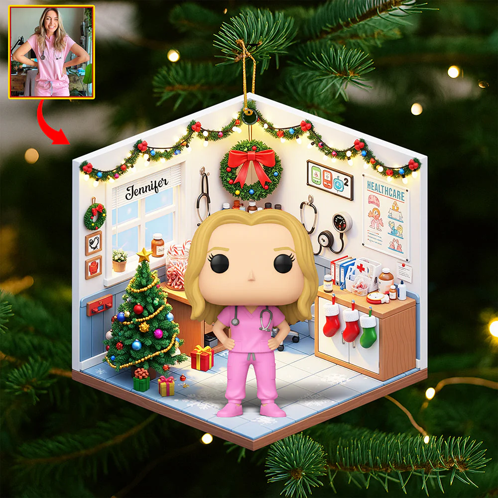 Custom Photo Cute Nurse Ornament, Nurse Appreciation Gifts, Christmas Tree Decorations