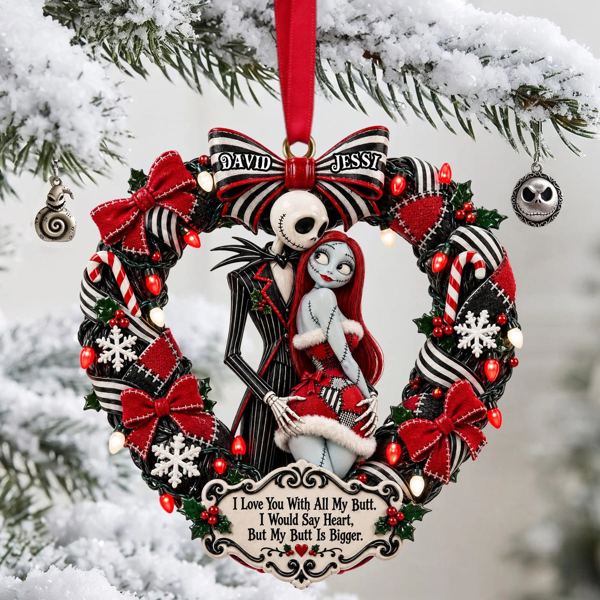 Custom Gothic Couple Acrylic Ornament, Christmas Ornaments, Christmas Decorations