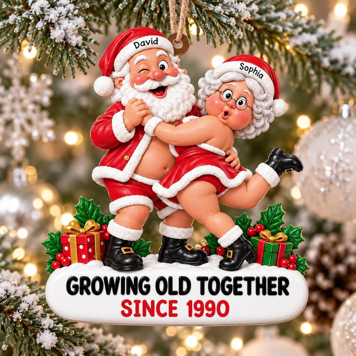 Growing Old Together Personalized Acrylic Ornament, Funny Couple Christmas Gift