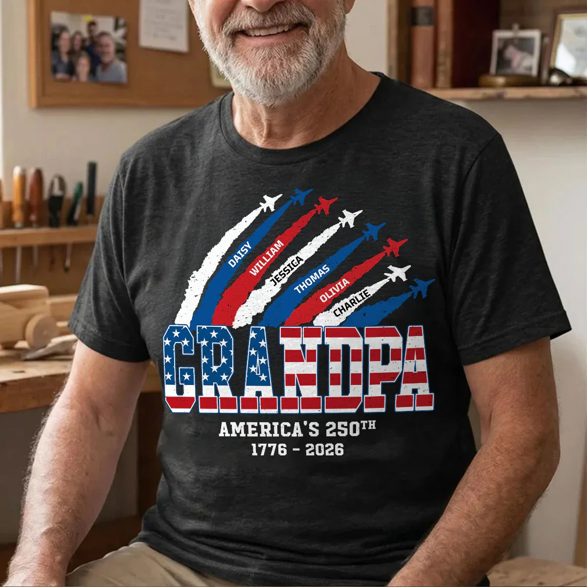 Proud Dad Grandpa Nation Flag 250th Anniversary T-Shirt, America 250 Shirt, Freedom Shirt
