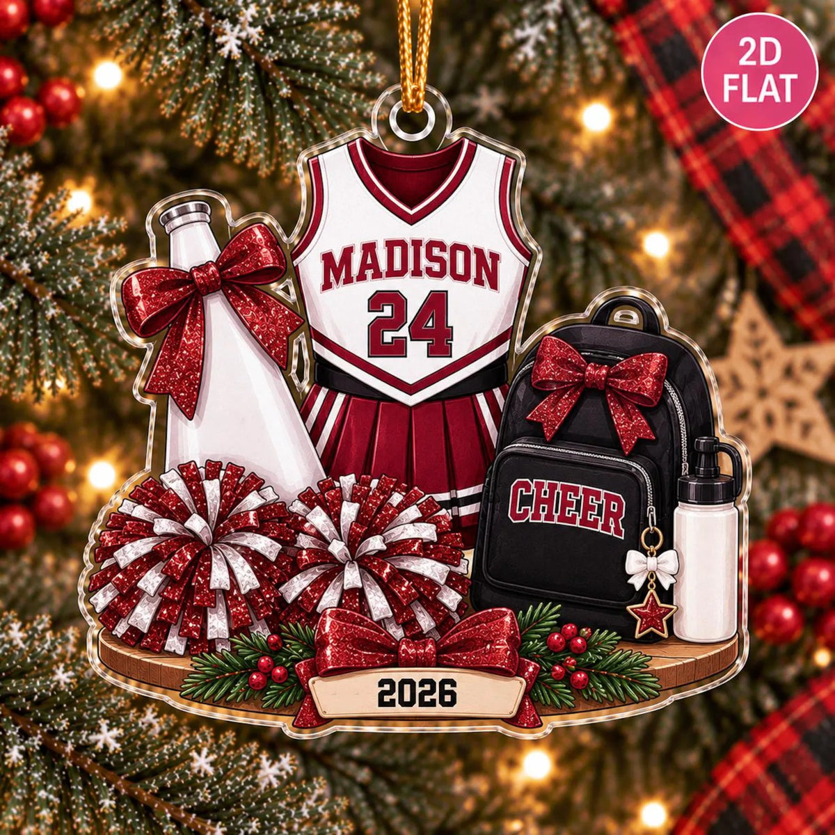 Custom Cheerleader Acrylic Ornament, Personalized Christmas Ornament, Cheerleader Gift