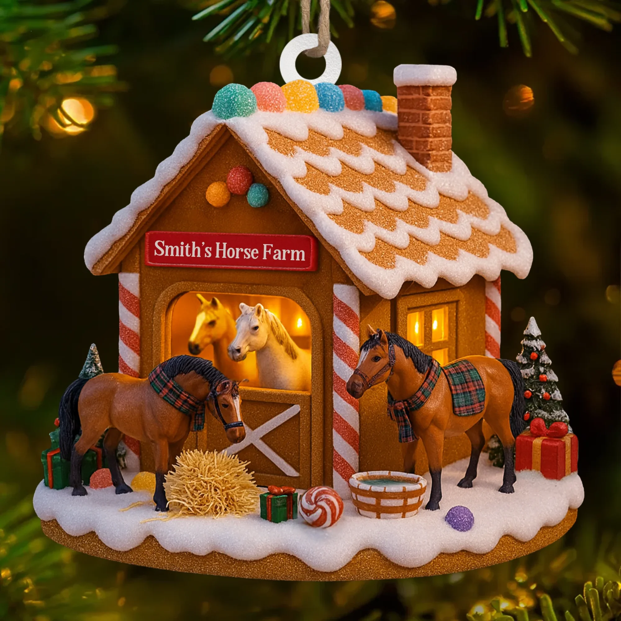 Mini Horse Farm Custom Wood Ornament, Wood Christmas Ornament, Unique Christmas Ornaments