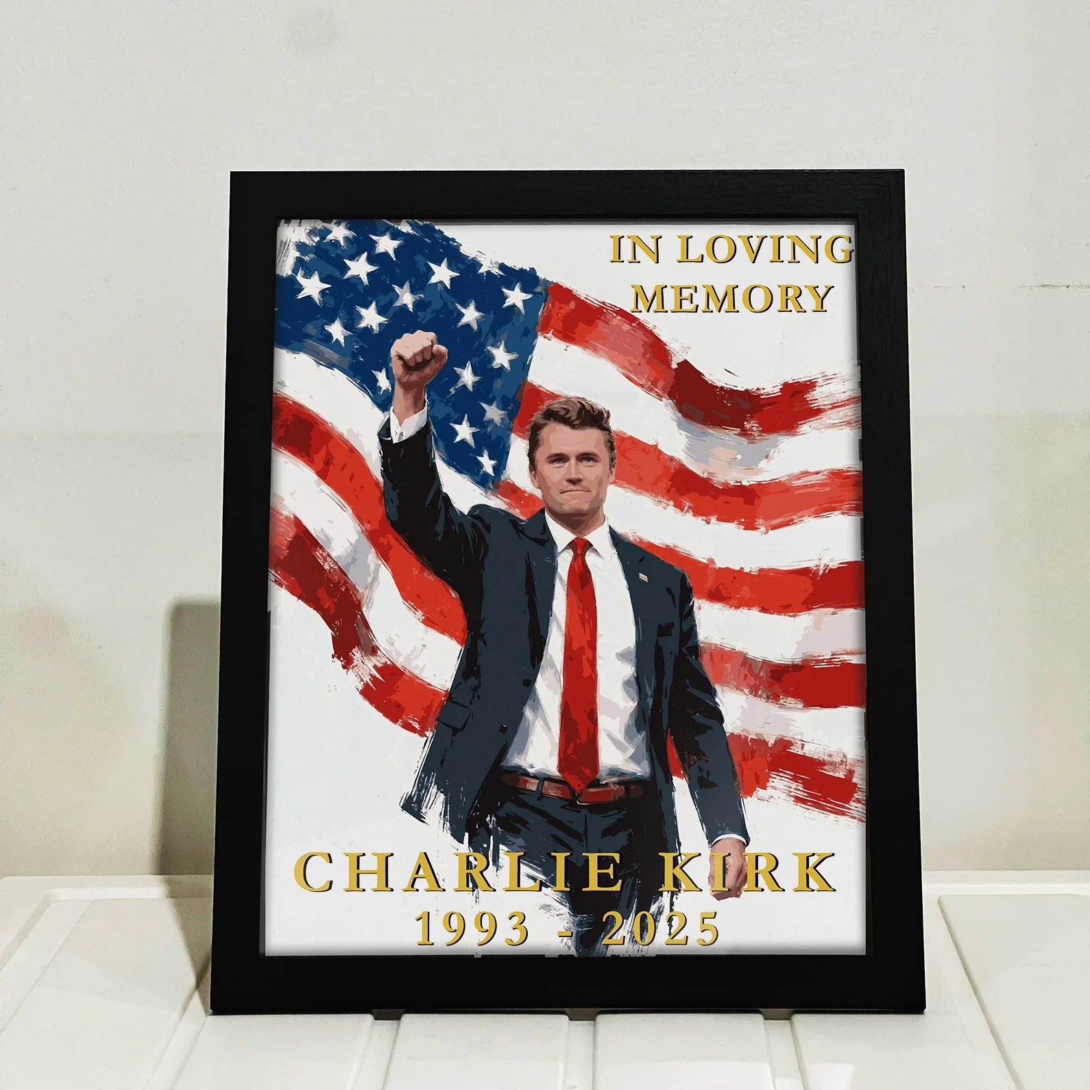 Memorial Picture Frame, In Loving Memory Frame, Charlie Kirk Patriotic Picture Frame