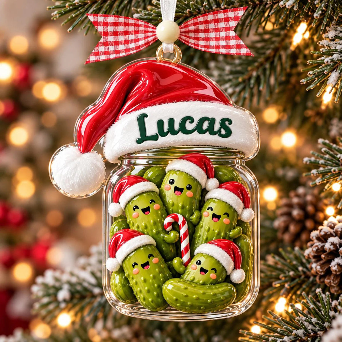 Personalized Pickle Christmas Ornament, Funny Acrylic Ornament, Christmas Gift