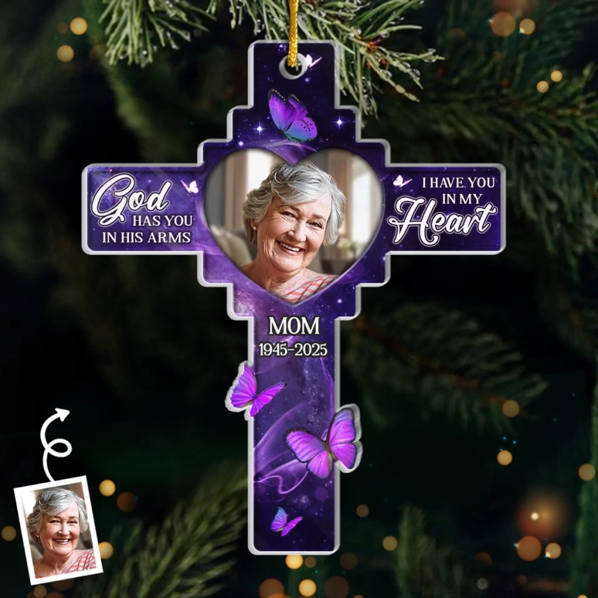 I Have You In My Heart Custom Photo Acrylic Ornament, Memorial Sympathy Gifts For Loss, Christmas Tree Ornaments