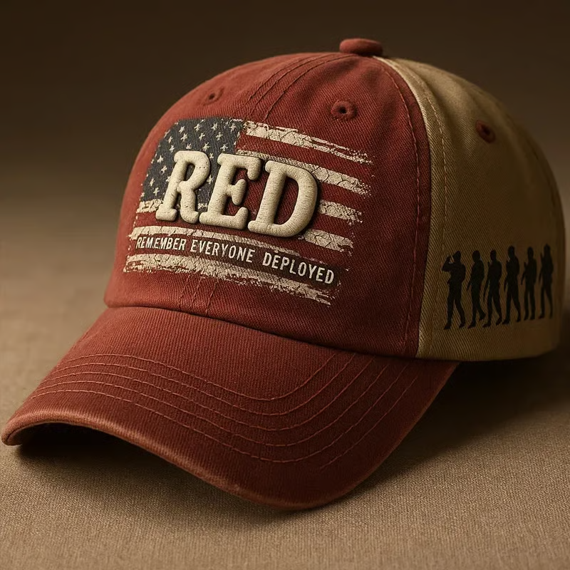 RED Remember Everyone Deployed Printed Casual Unisex Cap, 4th Of July Printed Hat, Patriotic Hat