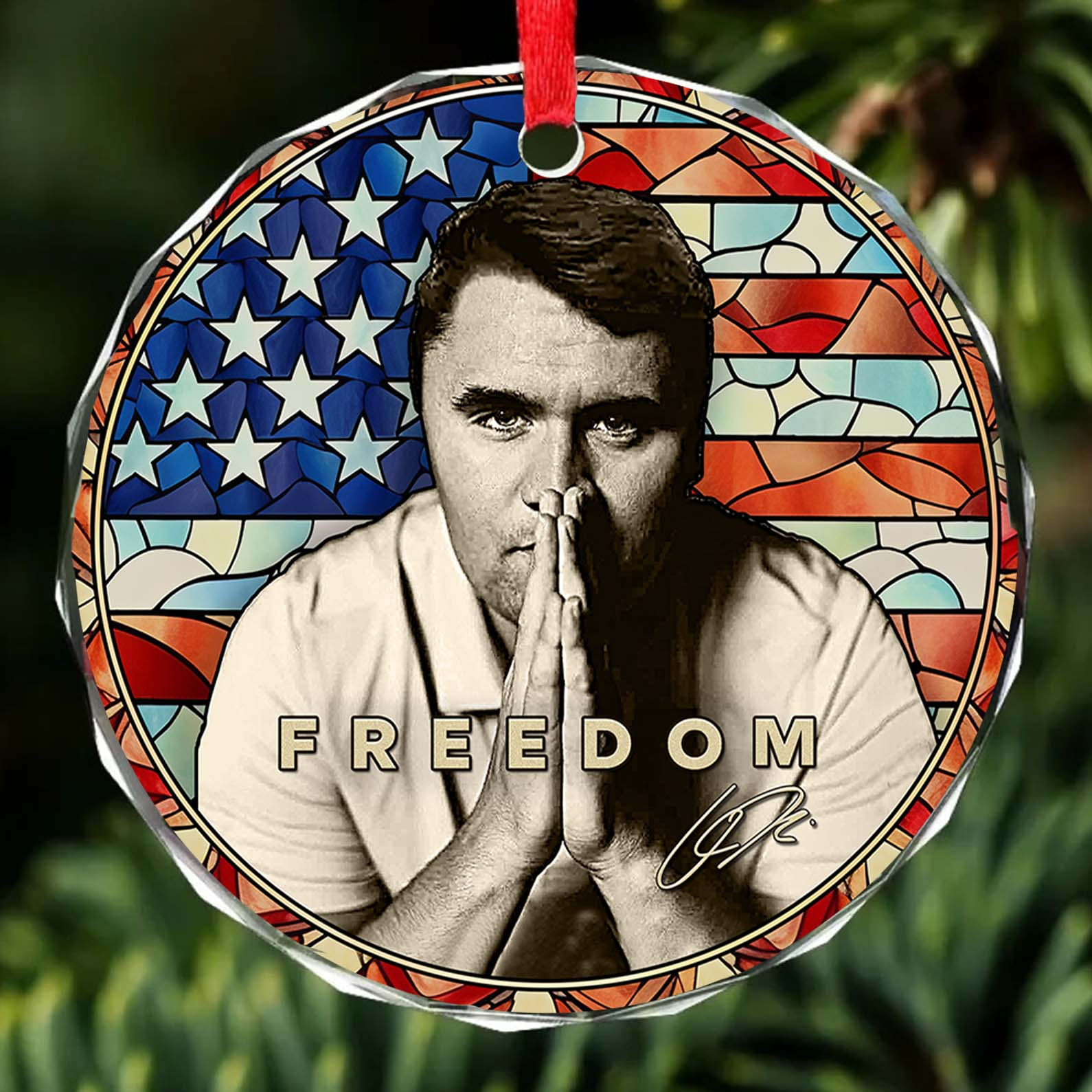 Freedom Patriotic Memorial Acrylic Ornament, Acrylic Christmas Ornament, Charlie Kirk Christmas Ornament