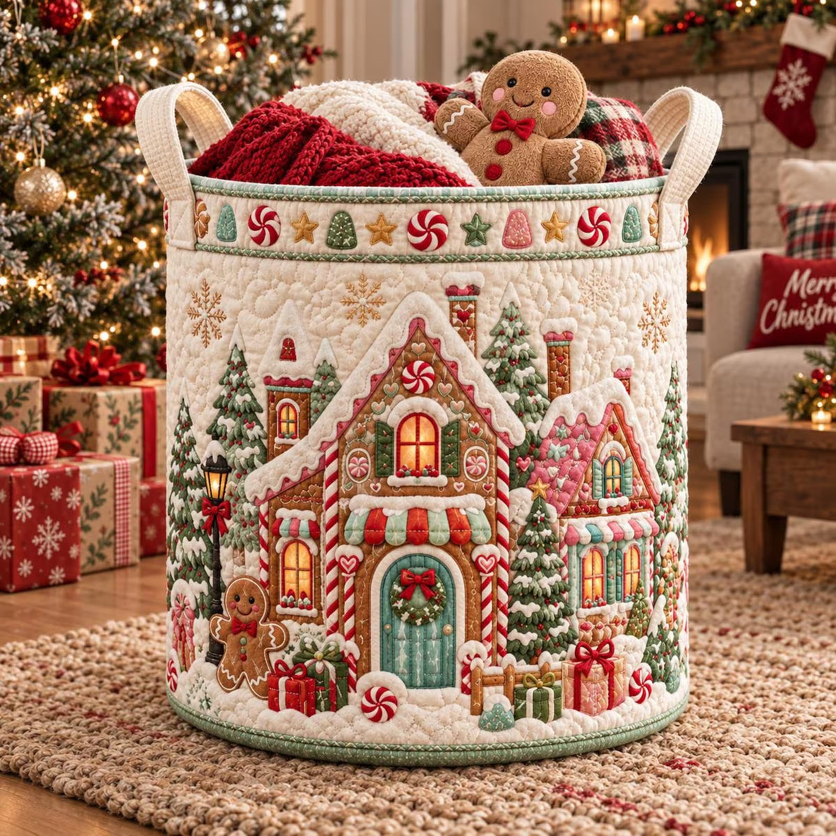 Gingerbread House Christmas Laundry Basket, Laundry Hamper, Christmas Gift For Mom