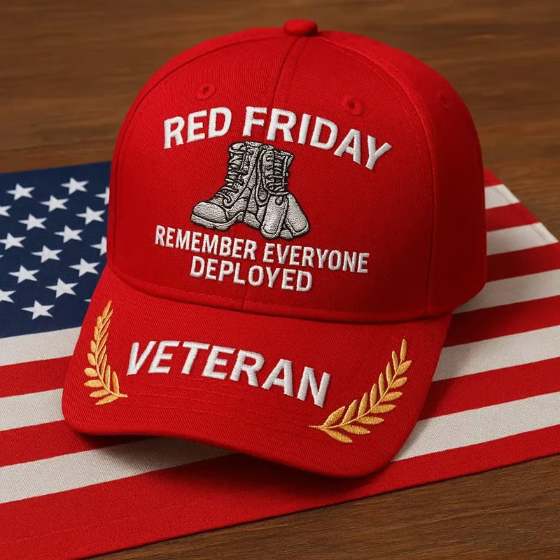 RED Friday Remember Everyone Deployed Printed Cap, 4th Of July 250th Anniversary Veterans Honor Patriotic Hat