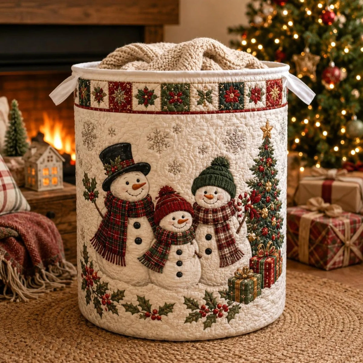 Christmas Snowman Family Laundry Basket, Clothes Hamper, Christmas Gift For Mom