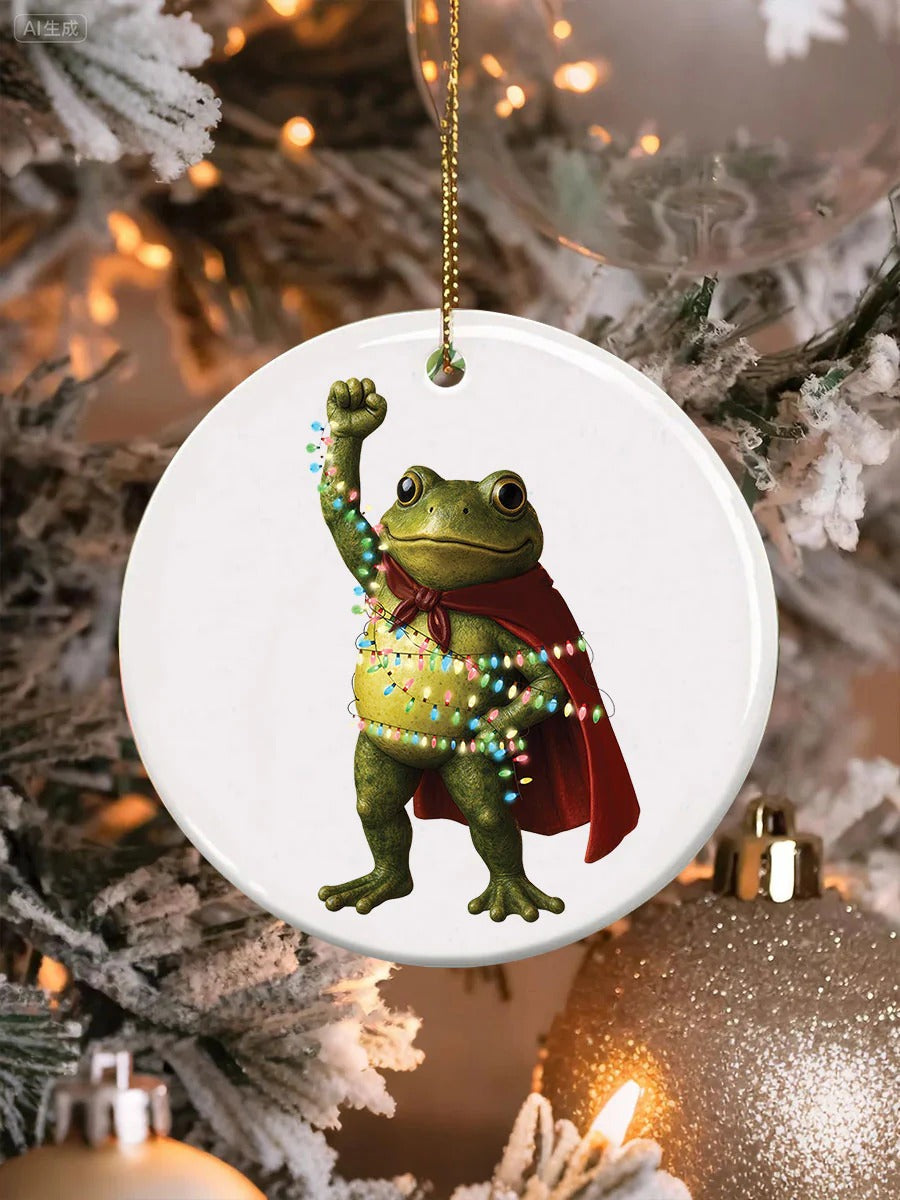 Resist Frog Portland Frog Dont Obey Ornament, Decorative Ornament, Ceramic Ornament, Holiday Gifts