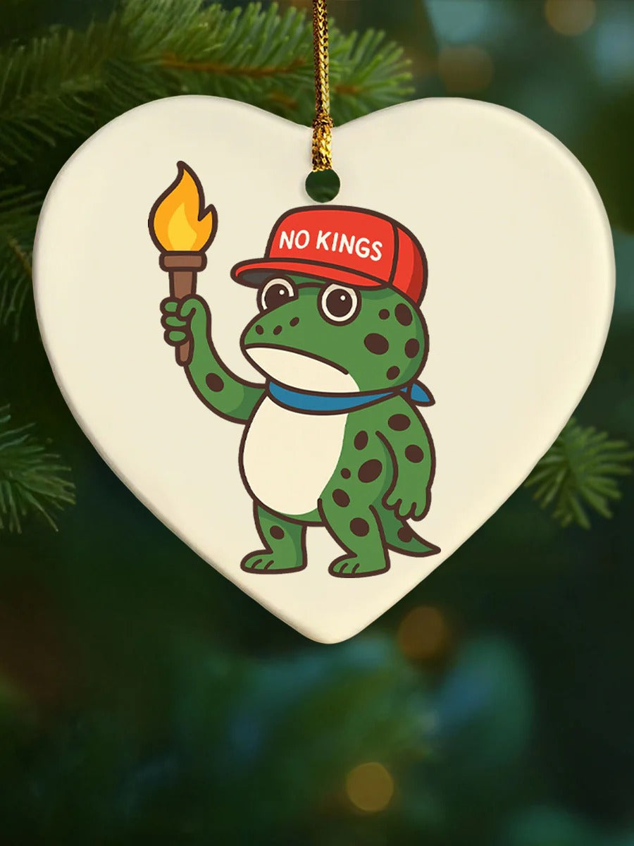 Resist Frog Portland Frog Dont Obey Ornament, Decorative Ornament, Ceramic Ornament, Holiday Gifts