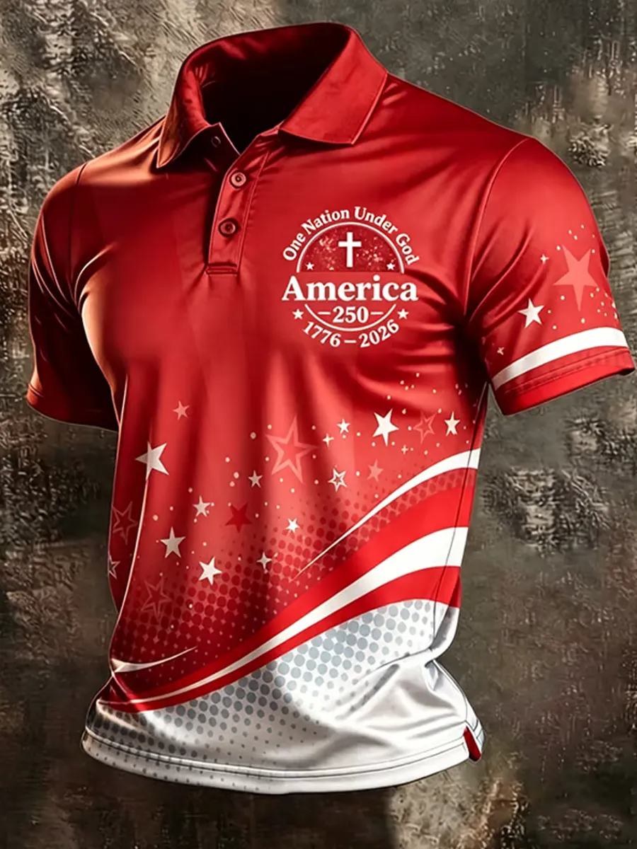 One Nation Under God America 250 Polo Shirt, USA 250th Anniversary Shirt, Freedom Shirt