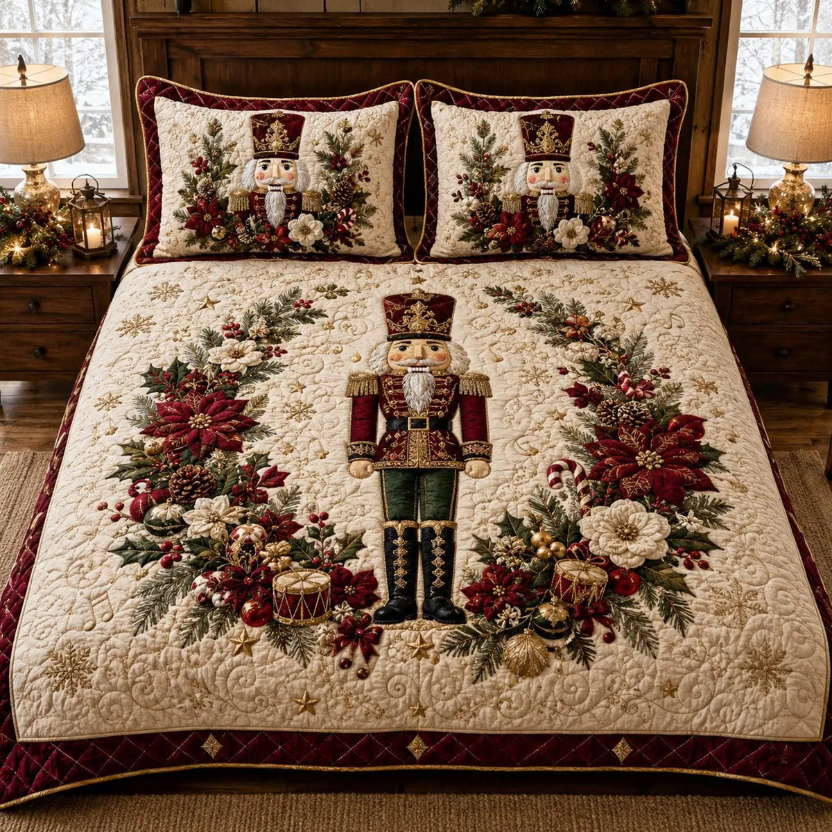 Nutcracker Christmas Quilted Bedding Set, Christmas Home Decor, Gift For Grandma