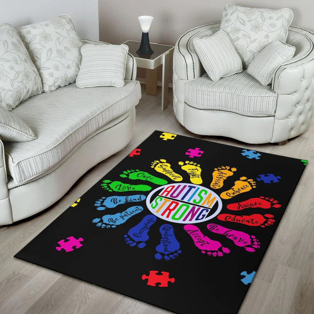 Autism Strong Autism Awareness Rug, Bedroom Area Rugs, Living Room Rug Home Decor