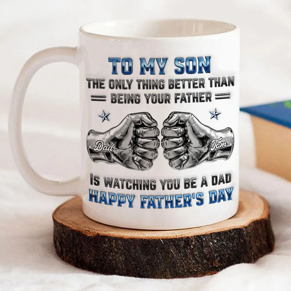 To My Son Fist Bump Mug, Personalized Father’s Day Mug, Gift for Son