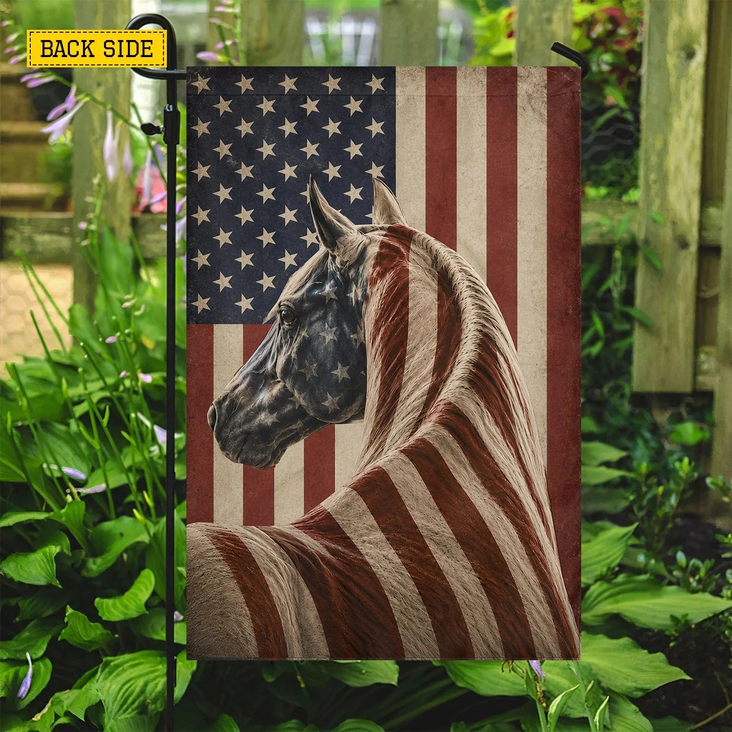 July 4th Garden Flag, Independence Day Yard Flag Gift For Horse Lover