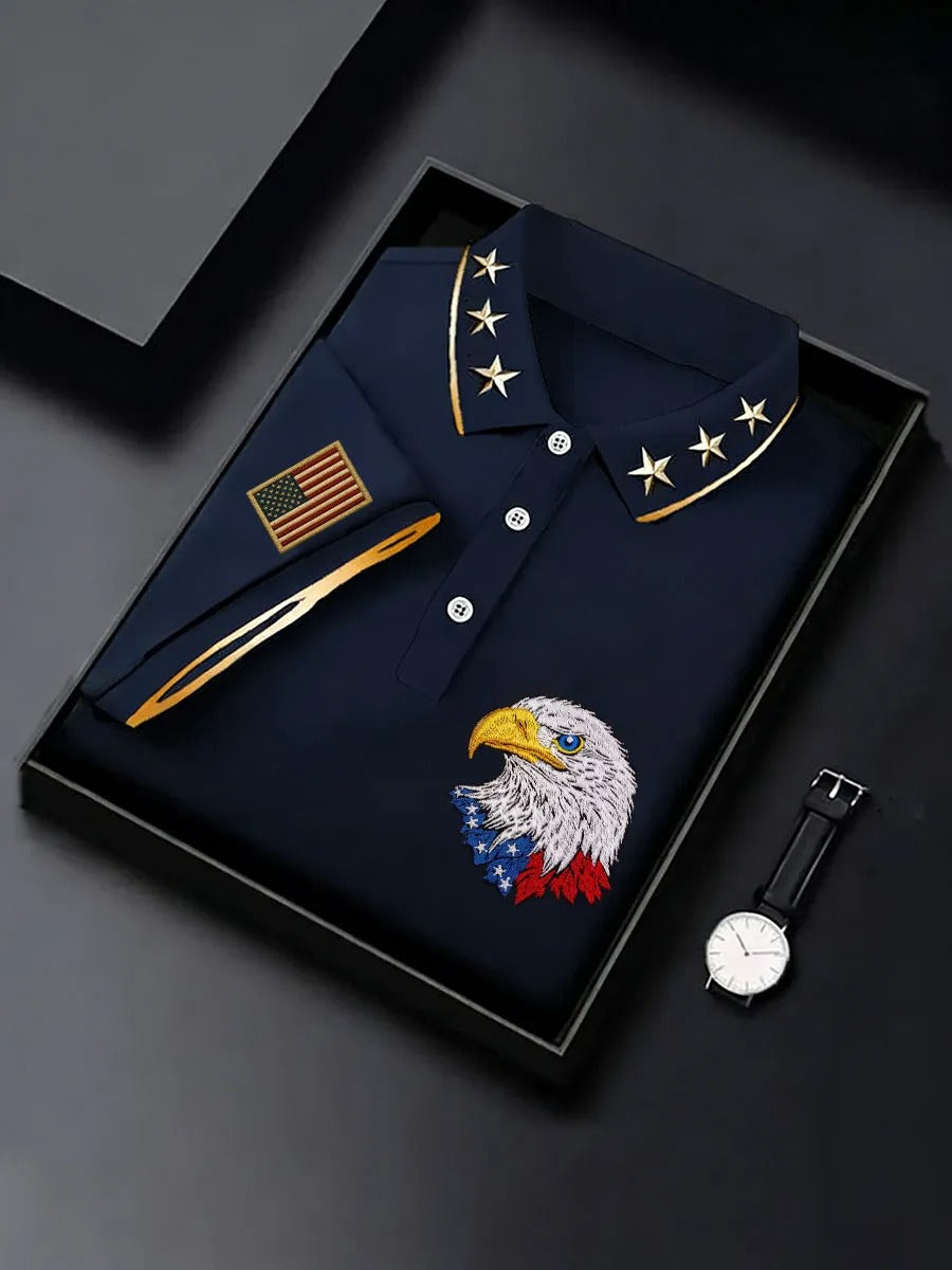 American Eagle Flag 250 Years Anniversary 1776-2026 Men's Black Polo S –  CustomFam