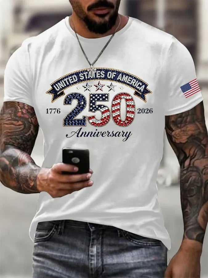 United States 250 Anniversary White T-Shirt, America 250 Years Shirt, USA Flag Shirt