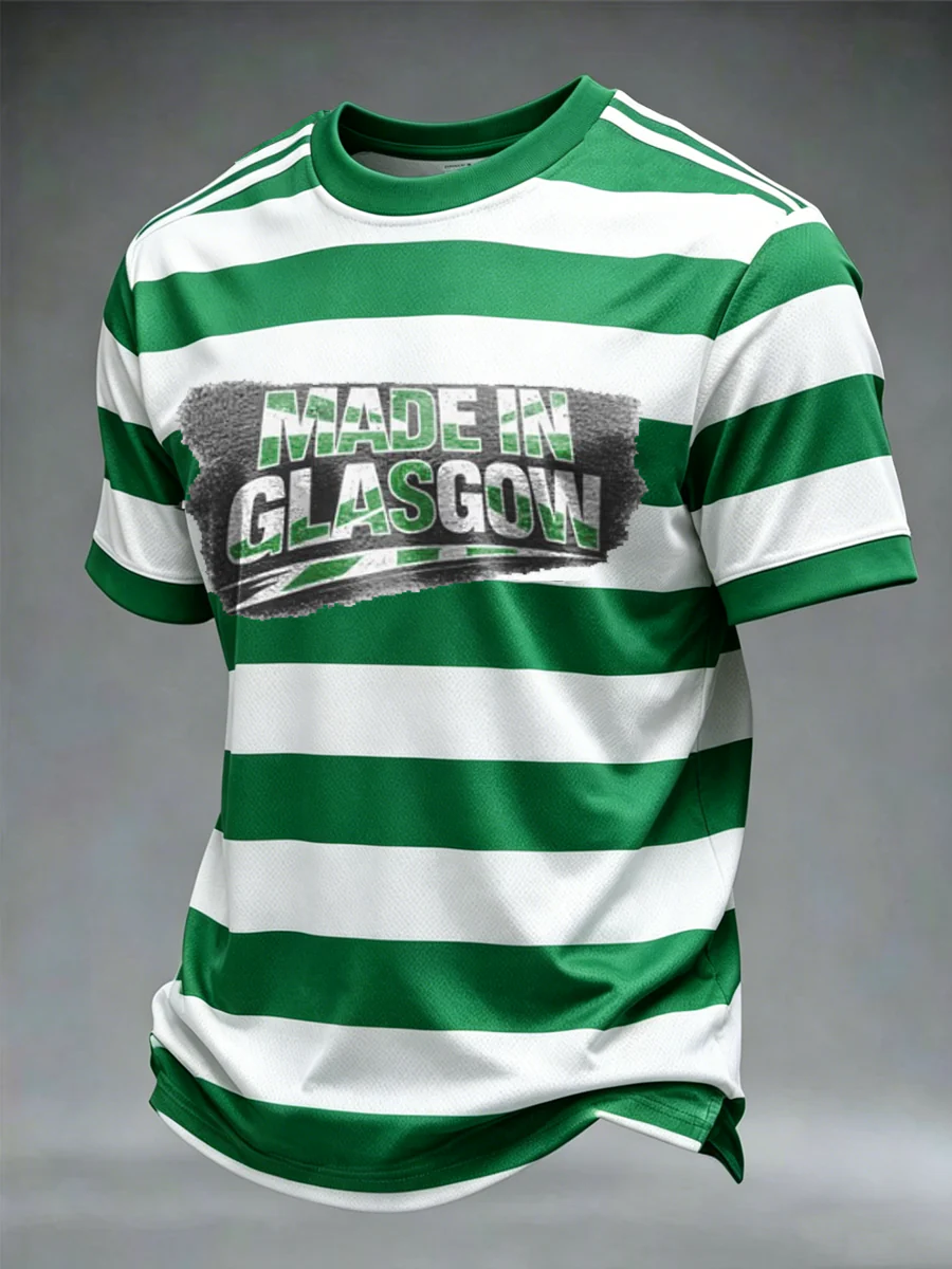 Made In Glasgow Football Lover Printed T-Shirt, Men's V-Neck T-Shirts, We Are 26 Soccer Shirt