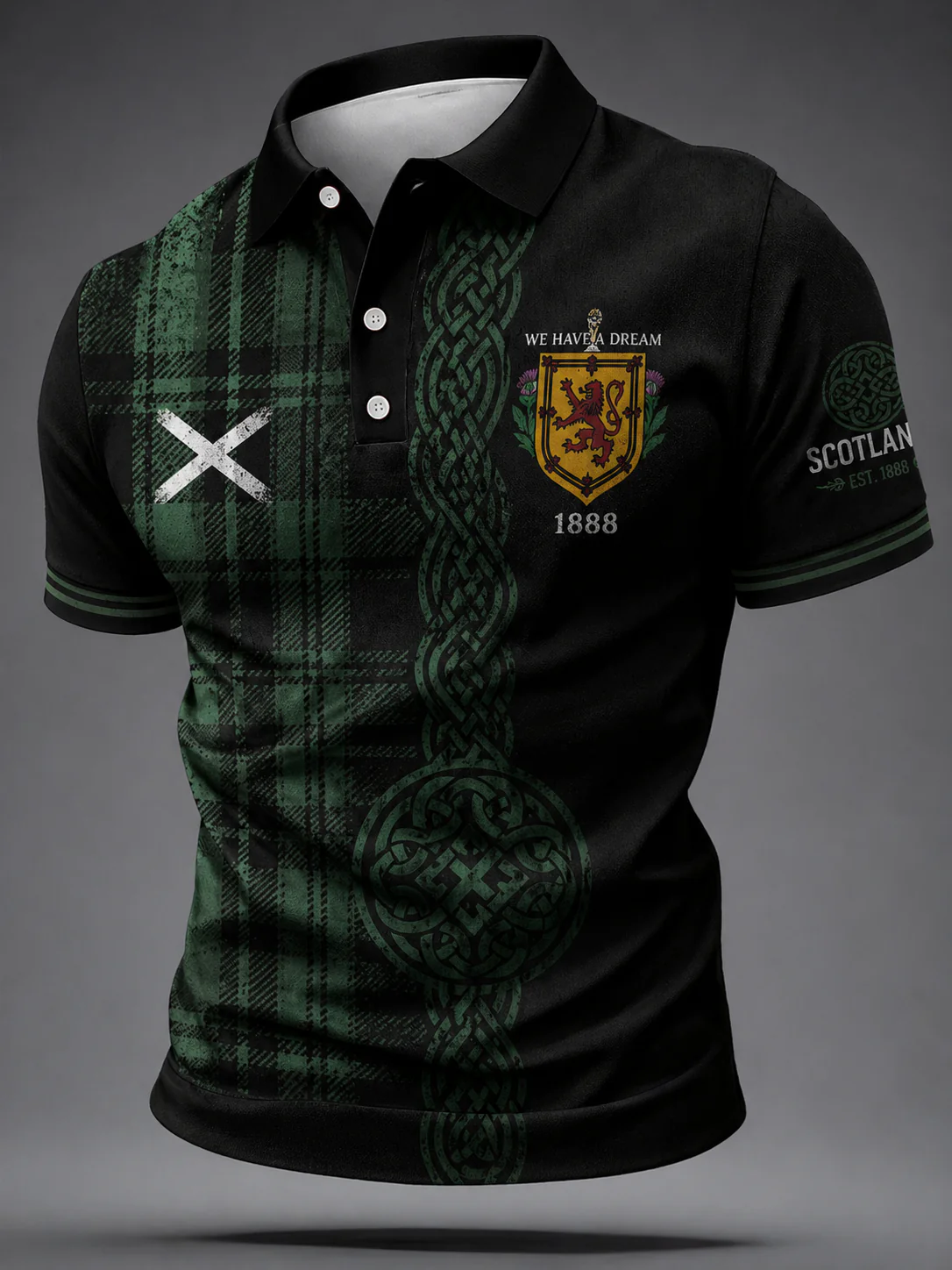 Men's UK Football Lover Scotland Printed Polo Shirt, Men's V-Neck T-Shirts, We Are 26 Soccer Shirt
