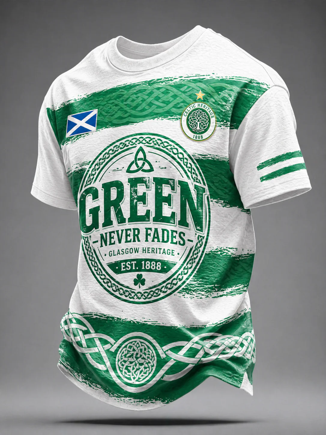 Men's UK Football Lover Scotland Green Never Fades Printed T-Shirt, Men's V-Neck We Are 26 Soccer Shirt