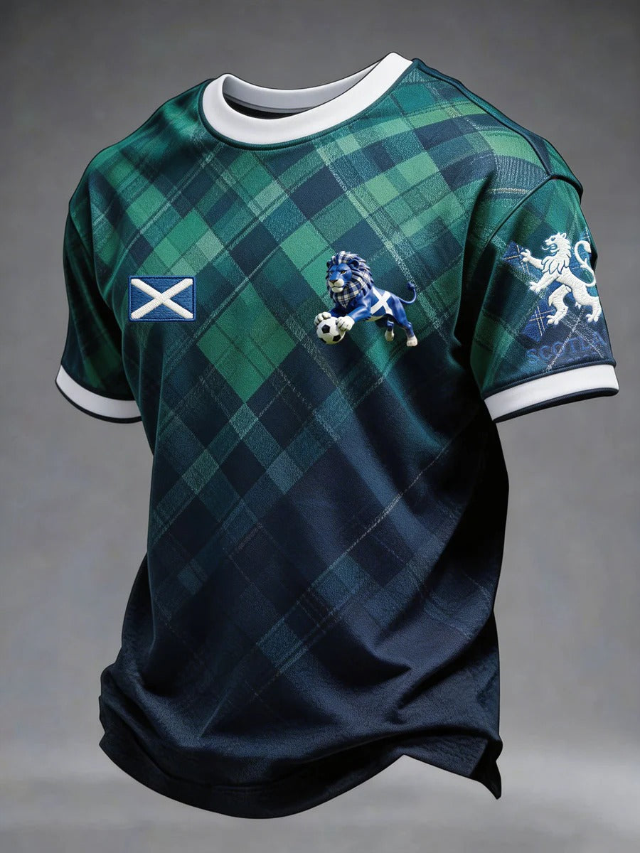 Scottish Green Plaid Lion Rampant Football Tee Soccer Champion Shirt Soccer Dad Shirt