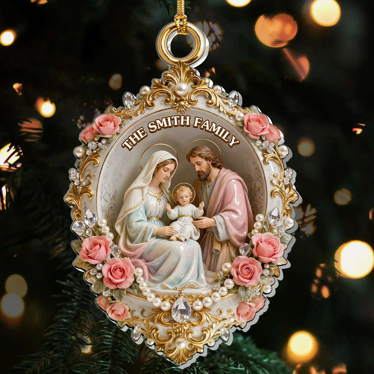 Personalized Holy Family Ornament, Christian Spiritual Gifts, Christian Christmas Decorations, Catholic Gift