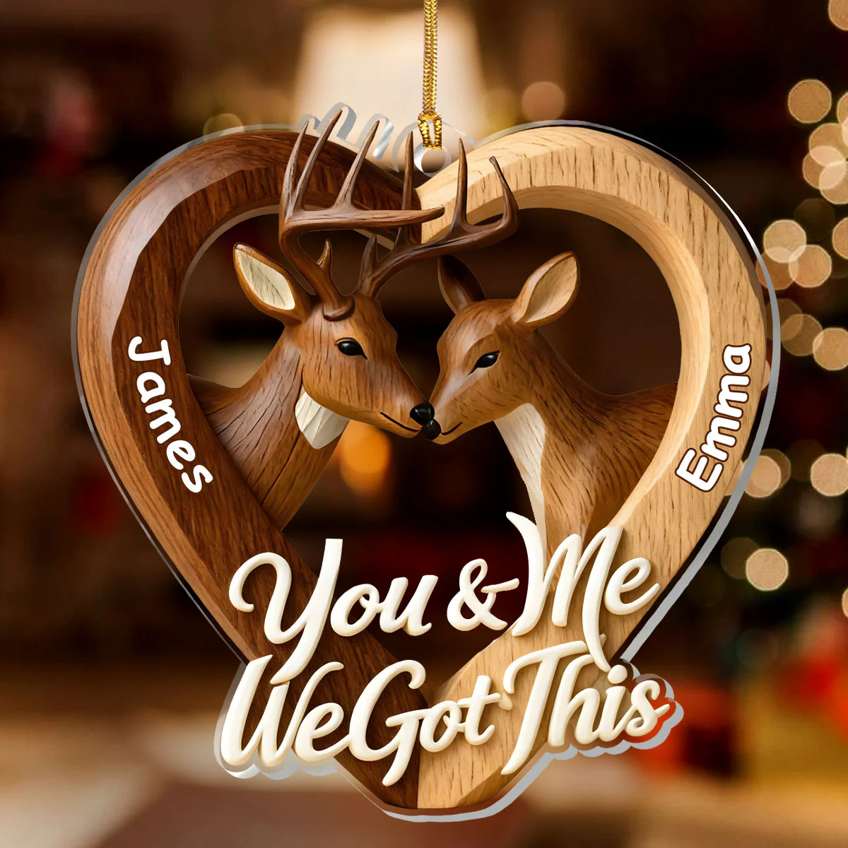 You & Me We Got This Deer Couple Acrylic Ornament, Custom Name Lovers Ornament, Personalized Couple Gift