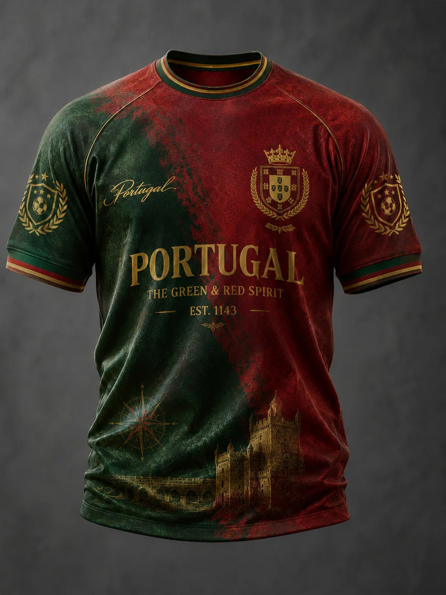 Portugal Heritage Landmark Graphic Shirt, Portuguese Soccer Fan Tee, Printed Football Shirt