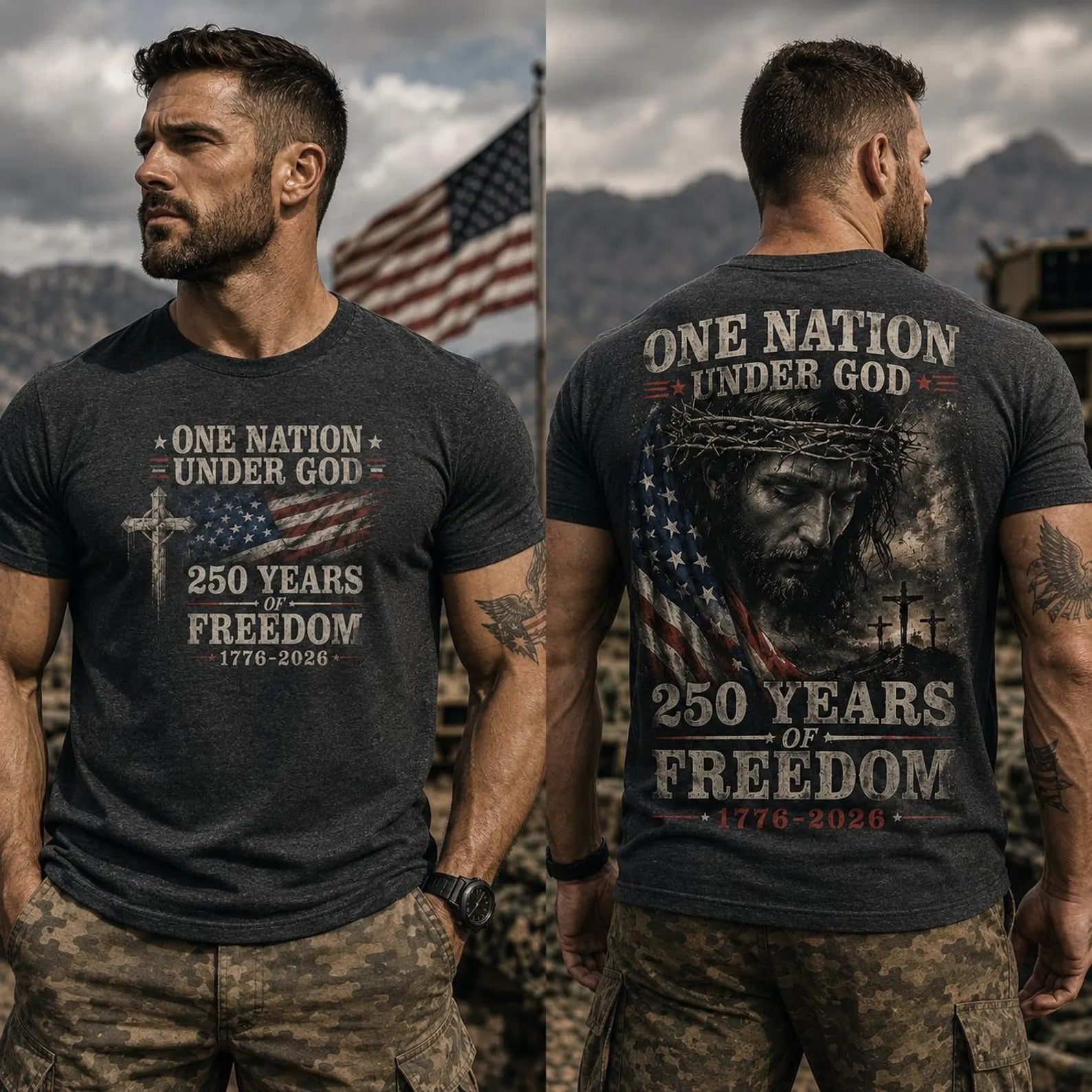 250 Years Of Freedom Shirt, One Nation Under God Design, USA 250th Anniversary Shirt