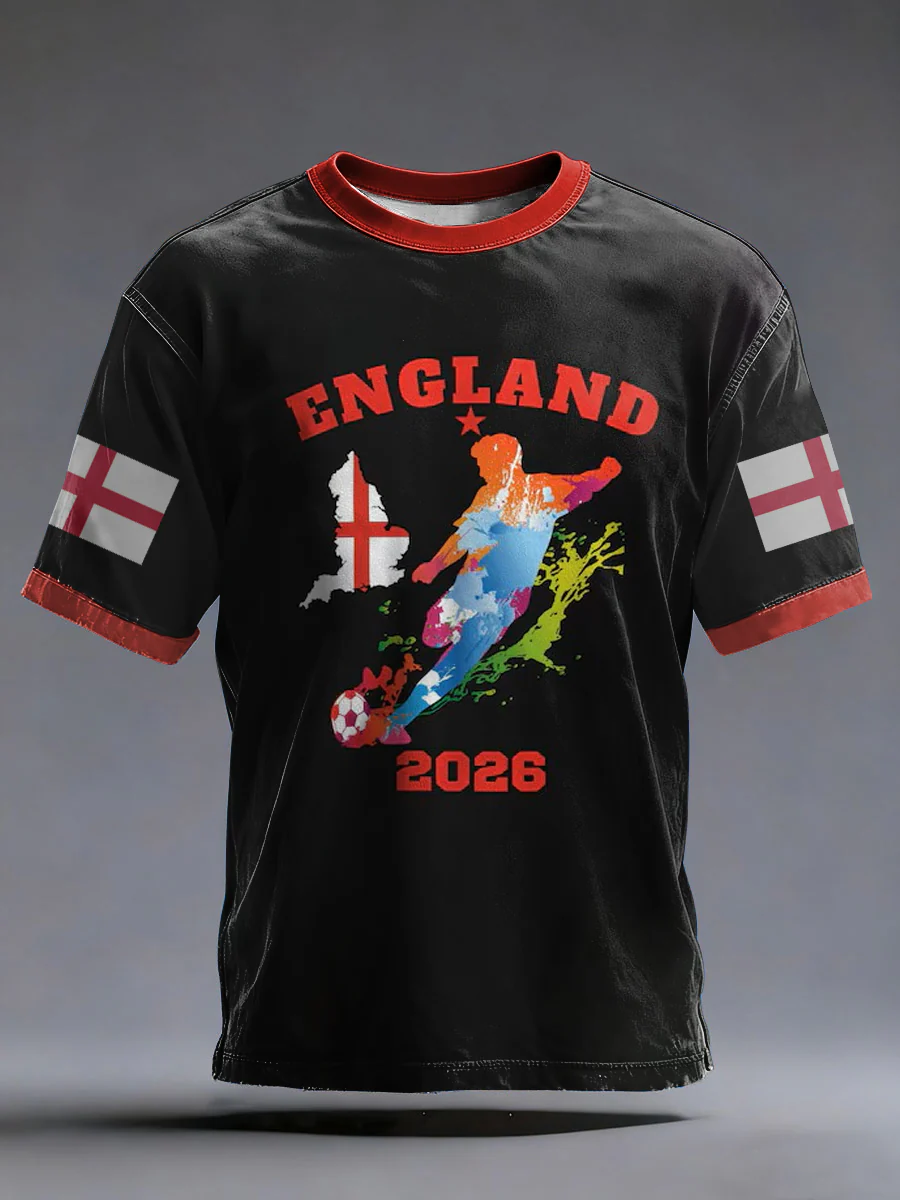 England Soccer Player Graphic Print T-Shirt, England Football Shirt, Soccer Fan Tee