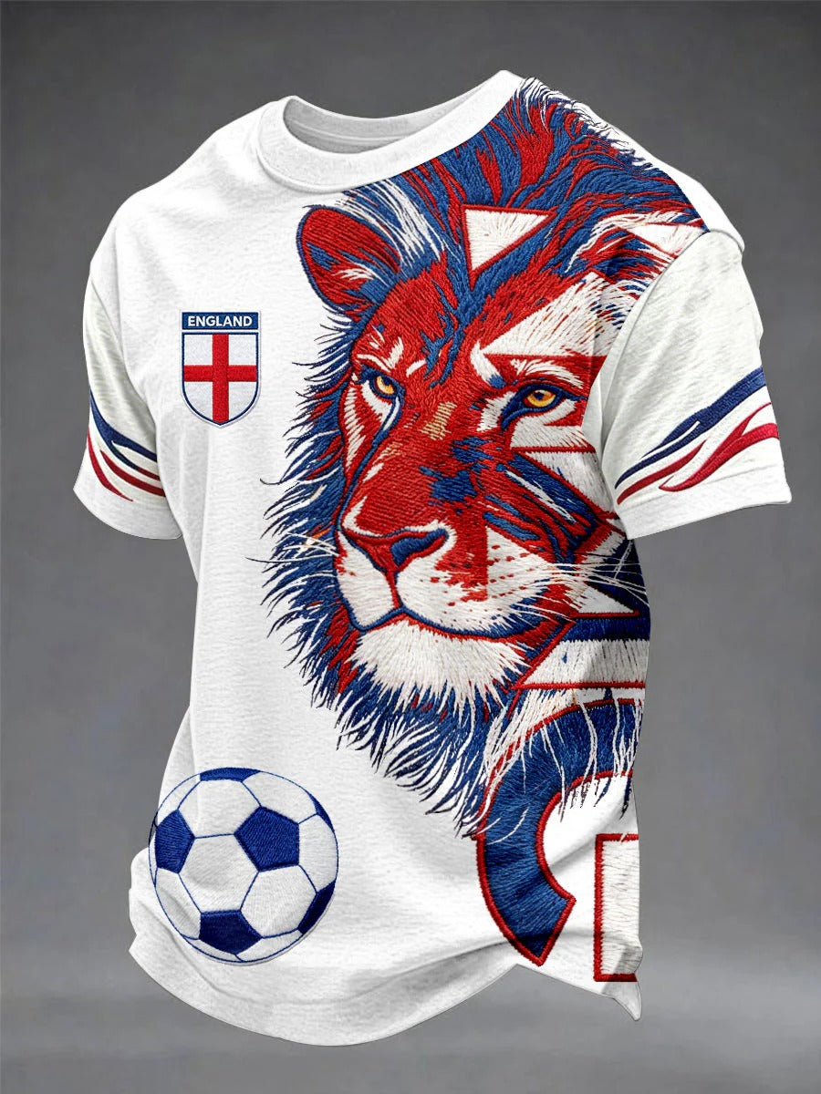 England Lion Flag Soccer Ball Graphic Shirt, Three Lions Shirt, Football Fan Tee