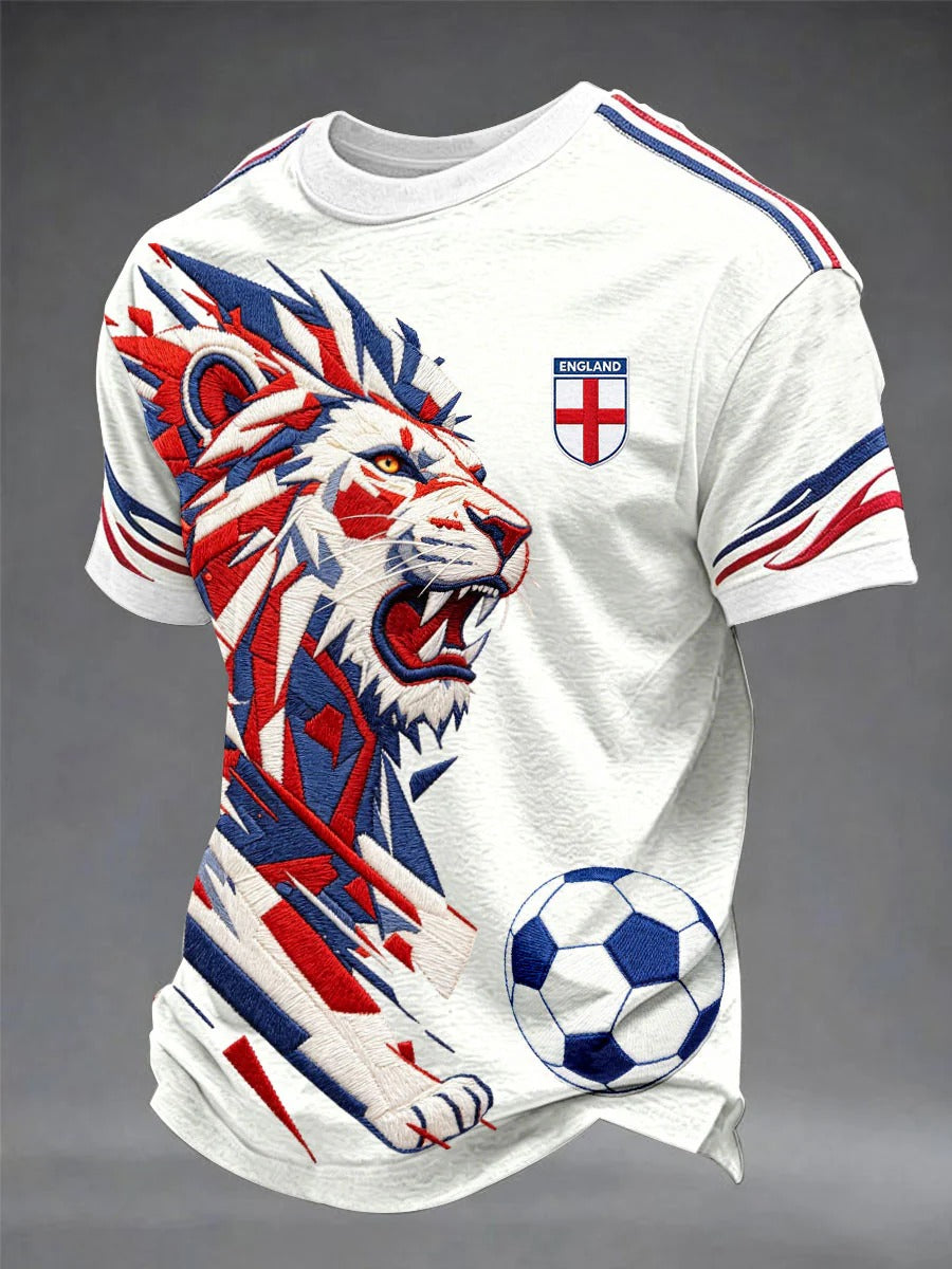 Geometric England Lion Artwork Shirt, England Football Tee, Soccer Supporter Gift