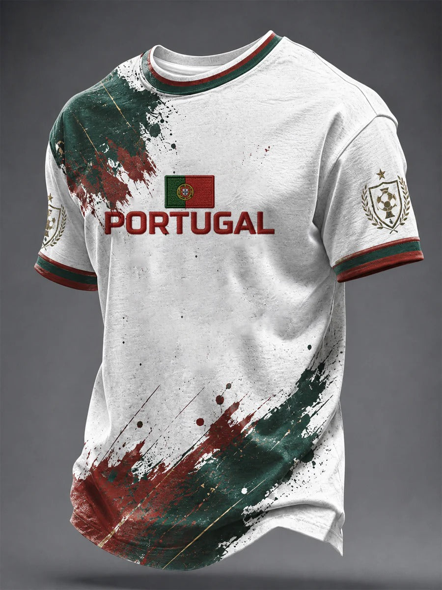 Portugal Paint Splash Printed Fan Shirt, Portugal Soccer Tee, Football Supporter Shirt