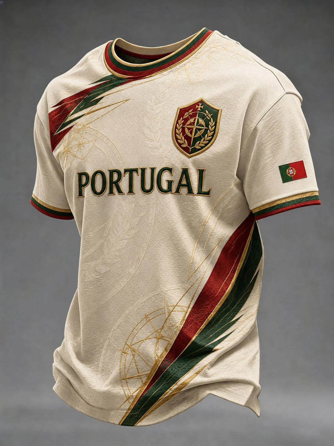 Portugal Vintage Compass Graphic Shirt, Portuguese Soccer Fan Tee, Printed Football Apparel