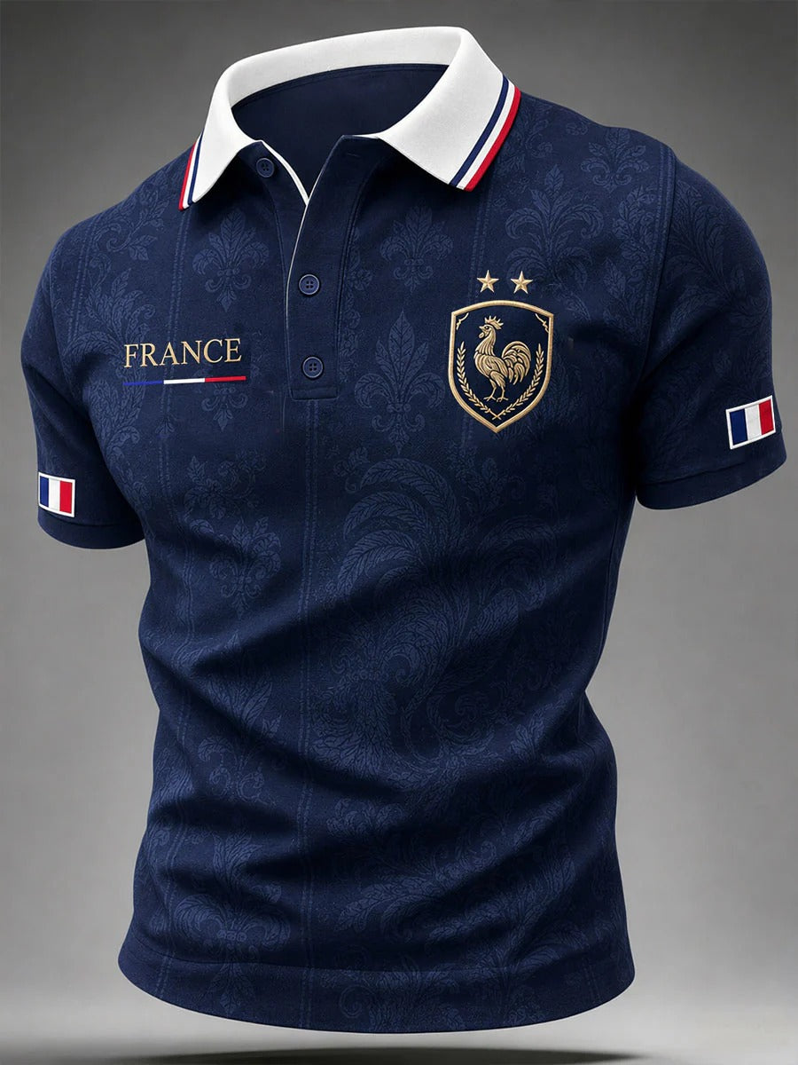 France Royal Crest Graphic Polo, France Soccer Supporter Polo, Football Apparel