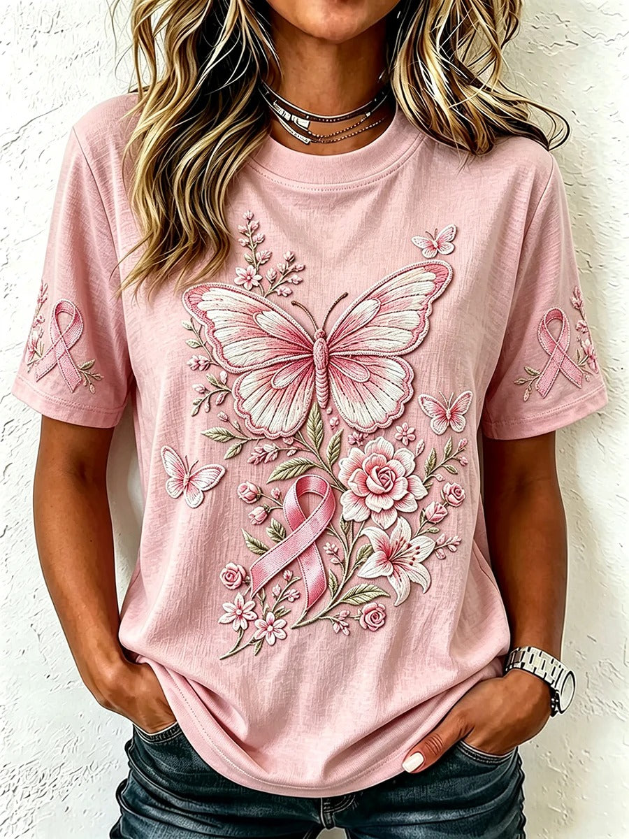 Pink Ribbon Butterfly Shirt, October Breast Cancer Awareness Apparel, Breast Cancer Awareness Shirt